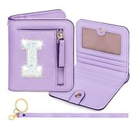 YQE Initial RFID Wallet Small Teen Girl Gifts Trendy Stuff Birthday Christmas Stocking Stuffer Gift Idea for Tween Daughter Granddaughter Niece 6 7 8 9 10 11 12 13 Year Old, Purple, I