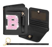 YQE Initial RFID Wallet Small Teen Girl Gifts Trendy Stuff Birthday Christmas Stocking Stuffer Gift Idea for Tween Daughter Granddaughter Niece 6 7 8 9 10 11 12 13 Year Old, Black, B