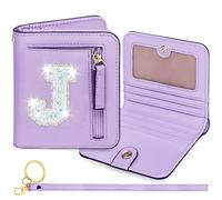 YQE Initial RFID Wallet Small Teen Girl Gifts Trendy Stuff Birthday Christmas Stocking Stuffer Gift Idea for Tween Daughter Granddaughter Niece 6 7 8 9 10 11 12 13 Year Old, Purple, J