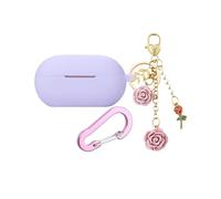 YQGFashbf Case For Beats Solo Buds With Flower Keychain, Soft Silicone Shockproof Cute Protective Cover for Beats Solo Buds Wireless Earbuds with Carabiner for Women and Girls(