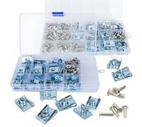 Yqhugbc Pack of 180 Sheet Metal Nut, Thread Clip Nut Set, U-Type, Stainless Steel Tin Nut Clip, M4 M5 M6 M8 Sheet Metal Nuts Assortment Set, for Car Universal Fasteners