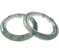 YQHWXDRO Bangles, Natural A-Grade Translucent Color Jade Bangles, Ladies Bottom Floating Green Flower, 54-64Mm, 2Pc,