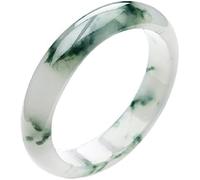 YQHWXDRO Bangles, Women's White Background Floating Green Flower Jade Bangle Bracelet, with Jewelry Box, 54-64Mm