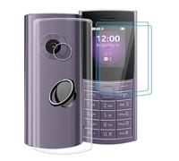 YQINHHME Clear Case for Nokia 110 4G 2023 (1.8") with 2 X Screen Protector + 360° Magnetic Ring Holder, Slim Shockproof Protective Cover Soft Silicone Phone Case for Nokia 110 4G 2023