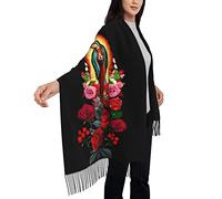YQIUSM Virgen de Guadalupe Black Blanket Scarf Shawl Wrap For Women Oversized Virgin Mary, Multi, Large