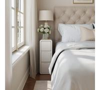 Yqjjgl Sleek Narrow Solid Wood Nightstand With 3 Drawers For Small Spaces In White 20Cm Beside Table