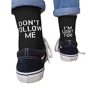 YQkoop Novelty Funny Socks Don't Follow Me I'm Lost Too Socks Letter Embroidered for Women Men Sports Leisure Daily Use