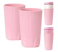 YQL 2 PCS Silicone Water Bottle Boot for Owala 20oz SmoothSip Slider Tumbler - Half-Cover Bottle Sleeve, Anti-Slip Protective Cup Bottom Bumper for Travel Mug, Reusable, Fits Car Cup Holder (Pink)