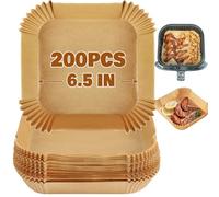 YQL 200pcs Square Air Fryer Liners 6.5inch for Single Basket 3.5L-6L | Non Stick Parchment Paper, Air Fryer Accessories Disposable for Cosori/Tefal/Ninja/Philips/Tower/Chefman/Uten/Russell Hobbs
