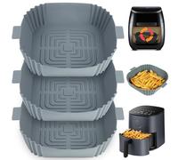 YQL 3PCS Silicone Air Fryer Liners Square for Baskets 3.5L-5.5L, Reusable Air Fryer Accessories, Replacement for Parchment Paper, Trays for COSORI, Ninja, Russell Hobbs, Chefman(Inner Size: 6.5 Inch)