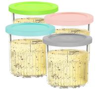 YQL 4-Pack 24oz Ice Cream Tubs with Lids - Compatible with Ninja Creami Deluxe NC501UK, Dishwasher Safe
