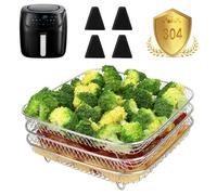 YQL Air Fryer Accessories for Russell Hobbs 4L, Stackable Airfryer Racks for Small Air Fryer 4L - 6.5L, 304 Stainless Steel Airfryer Trays Square for COSORI,Philips,Tefal,Ninja Single Basket, Oven