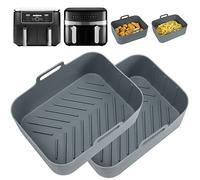 YQL Enlarge Thickened Silicone Air Fryer Liner for Ninja AF400UK/AF400UKCP/AF451UK/Keplin 9L/Instant Vortex Air Fryer, 2PCS Air Fryer Accessories Reusable for Large Dual 9.5LAir Fryer