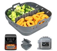 YQL Foldable Air Fryer Silicone Liner with Divider for Ninja Speedi 5.7L ON400UK & ON500UKSTGD | 2mm Thick | 8 Inch Large Air Fryer Accessories Square for Instant Vortex Plus 5.7L/Tefal/COSORI 5.5L