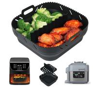 YQL Foldable Silicone Air Fryer Liner with Divider for COSORI 5.5L/Ninja Speedi Airfryer 5.7L ON400UK &ON500UKSTGD | 2mm Thick | 8 Inch Large Air Fryer Accessories Square for Instant Vortex 5.7L/Tefal