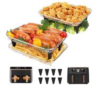 YQL Large Air Fryer Accessories for Ninja Foodi MAX Dual 9.5L/COSORI 8.5L | 304 Stainless Steel Stackable Airfryer Trays, 3 Layers Air Fryer Racks for Ninja DZ400UKSTGD/ AF400UK/AF400UKCP/DZ400UK