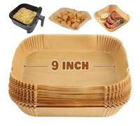 YQL Large Air Fryer Liners Square for Single Basket 7L-10L, 9 inch Disposable Air Fryer Accessories, Parchment Paper Compatible with Tefal Easy Fry Mega 7.5 L/Russell Hobbs XXL 8L/8.3L & Oven(50pcs)