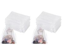 YQL Organza Bags White, 100pcs 10X15cm Mesh Wedding Favour Gift Bags with Drawstring for Jewelry Makeup Candy Baby Shower Valentine Party Christmas Festival Packing (Pack of 2)