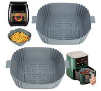 YQL Silicone Air Fryer Liners Square for Baskets 3.5L-5.5L, Non-Stick Silicone Trays | Inner Size: 6.5Inch | 2PCS Reusable Air Fryer Accessories for COSORI, Ninja, Tefal, Tower, Chefman,Russell Hobbs