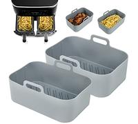 YQL Thickened Silicone Air Fryer Liner for Ninja Dual 7.6L/Instant Vortex/Salter, 2PCS Air Fryer Liners Reusable Kitchen Accessories Silicone Basket for Ninja AF300UK/EMtronics Dual & Oven & Microwave