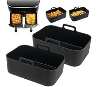 YQL Thickened Silicone Air Fryer Liners for Ninja 7.6L Dual AF300UK/DZ300UK | Oven-Safe & Microwave-Safe, Reusable Kitchen Accessories Basket Trays Compatible with Tower, Instant Vortex, Salter Dual