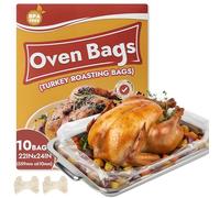 YQL Turkey Oven Bags- 10 Pack, 22"x24" Large Roasting Bags for Oven Cooking with Cotton String, Turkey Cooking, Chicken, Ham, Holiday Meals for Thanksgiving, Christmas Essential