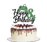 YQLXDHBD 1 Pcs Happy 8th Birthday Cake Topper Glitter Video Game Cake Pick Game On Controllers Eighth Cheers to 8 Years Cake Decoration，Boys Girls Game On Level Up Winner Party Decoration