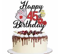 YQLXDHBD Casino Cake Topper Happy 45th Birthday Las Vegas Cake Topper，Dice Poker Cake Decorations，Chip Game Party Decorations Vegas Birthday Decorations