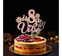 YQLXDHBD Glitter 8 is A Vibe Cake Topper,Happy 8th Birthday Cake Decorations,8 on Cloud,Retro Groovy Flower Themed 8th Birthday Party Decorations For Boys and Girls