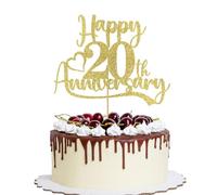 YQLXDHBD Happy 20th Anniversary Cake Topper,Company Anniversary Party Wedding Anniversary Party Decorations,20th Wedding Anniversary/Birthday Party Decoration Supplies Gold Glitter