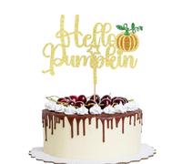 YQLXDHBD Hello Pumpkin Birthday Cake Topper，Fall Baby Shower Gold Glitter Little Pumpkin Cake Topper，Happy Thanksgiving，Holidays Autumn Harvest Party Decoration Supplies