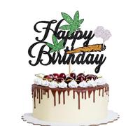 YQLXDHBD Weed Leaves Happy Birthday Cake Topper，Have a Dope Birthday Cake Topper,Glitter 420 Birthday Theme Cake Pick，Wedding 420 Birthday Party,Birthday Party Supplies for Man Women