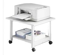 YQMHEZ 2 Tiers Mobile Printer Stand, Printers Shelf, Under Desk Printer Table with Storage Shelf, Compact Printers Cart for Small Space Double Tiers Tray(White)
