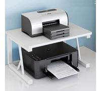 YQMHEZ Desktop Printer Stand, Printer Rack, Storage Shelf for Small Spaces, Multifunctional Compact Office Printers Shelf, for Office Supplies Fax Scanner File Book(White,10.6IN/27cm)