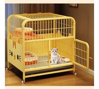 YQMHEZ Indoor Cat Enclosure, Yellow Cat Cages, with Wheels And Pull-Out Tray for Ferret, Cats Cage, Cats House, for Ferret, Rabbit, Small Animals(30.7x21.6x39.3in)