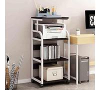 YQMHEZ Mobile Printer Table, Storage Shelves, Floor Mobile Printer Table, Multifunctional Printers Shelf On Wheels, Printers Cart, for Office Supplies Fax(White+Black,4th floor)