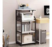 YQMHEZ Mobile Printer Table, Storage Shelves, Floor Mobile Printer Table, Multifunctional Printers Shelf On Wheels, Printers Cart, for Office Supplies Fax(Black+White,4th floor)