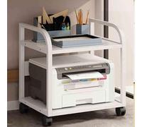 YQMHEZ Mobile Printer Table, Storage Shelves, Floor Mobile Printer Table, Multifunctional Printers Shelf On Wheels, Printers Cart, for Office Supplies Fax(White,4th floor)