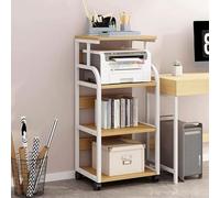 YQMHEZ Mobile Printer Table, Storage Shelves, Floor Mobile Printer Table, Multifunctional Printers Shelf On Wheels, Printers Cart, for Office Supplies Fax(White+Brown,4th floor)
