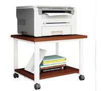 YQMHEZ Printer Stand with Wheels, Steel Frame Printer Shelf, 2-Tier Mobile Printers Cart, Rolling Under Desk Printers Table, Storage Shelf for Office Supplies(Brown,50x40x35cm)