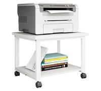 YQMHEZ Printer Stand with Wheels, Steel Frame Printer Shelf, 2-Tier Mobile Printers Cart, Rolling Under Desk Printers Table, Storage Shelf for Office Supplies(White,50x40x35cm)