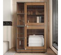 YQMHEZ Wooden Cat Enclosures, Cats House with Universal Wheel and Ndependent Pull-Out Bottom Plate, Large Indoor Luxury Cat Villa, Cats House, Cats Condo, Pet House Furniture(Brown,Iron mesh)