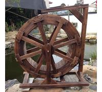 YQMHEZ Wooden Self-Rotating Water Wheel, Vintage Rustic Ornamental, Wooden Waters Wheel Fountain with Stand, Waterwheel Fengshui Wheel for Patio Pond Pool(20cm(7.9in))