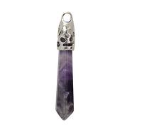 YQMR Stone Pendants Necklaces For Women,7 Chakra Ladies Natural Semi-Precious Gothic Hexagonal Column Clavicle Chain Amethyst Silver Necklace Gift For Friend Women Birthday Party