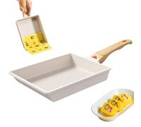 YQNISCU Japanese Omelette Pan,Tamagoyaki Pan Non Stick 7.9x6.3'' Square Frying with Wooden Handle Egg Cooktop Safe Cooking Tools White -