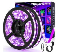 YQNLIFA 40FT/12M Black Light Strip, Blacklight Flexible & Adhesive 720 LED, Black Light for Halloween, Neon Party, Birthday, Display Uranium Vaseline Glass, Posters, Curing Resin, Non-Waterproof Decor