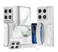 YQODSZ Finger Strap for Motorola Razr Fold Case with Kickstand, Built in Wallet Card Holder Front Screen Protector All-Round Hinge Protection Hand Grip Cover Slim Case for Moto Razr Fold 2026 Clear