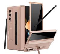 YQODSZ for Samsung Galaxy Z Fold 4 5g Case with Privacy Screen Protector, Z Fold 4 Anti-Spy Phone Case with Hinge Protection All-Inclusive Kickstand Protective Case Cover for Z Fold 4 Rosegold