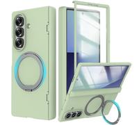 YQODSZ for Samsung Galaxy Z Fold 7 Case with Ring Holder Stand, Z Fold7 Magnetic Case Compatible Magsafe Accessories Screen Protector Hinge Cover Full-Body Slim Phone Case for Z Fold 7 Green