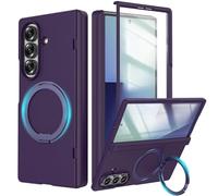 YQODSZ for Samsung Galaxy Z Fold 7 Case with Ring Holder Stand, Z Fold7 Magnetic Case Compatible Magsafe Accessories Screen Protector Hinge Cover Full-Body Slim Phone Case for Z Fold 7 DPurple